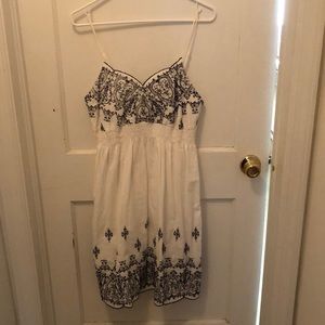 White and Navy Blue Dress